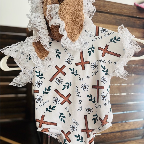 Other - Easter he is risen w/ bunny ears onesie